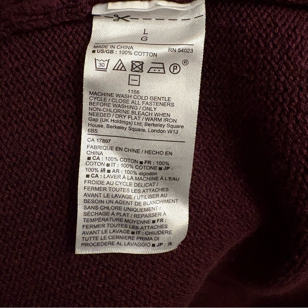 🔴 GAP Men's Large Burgundy Cardigan - Grandpa Core Academia Style - Picture 5 of 7